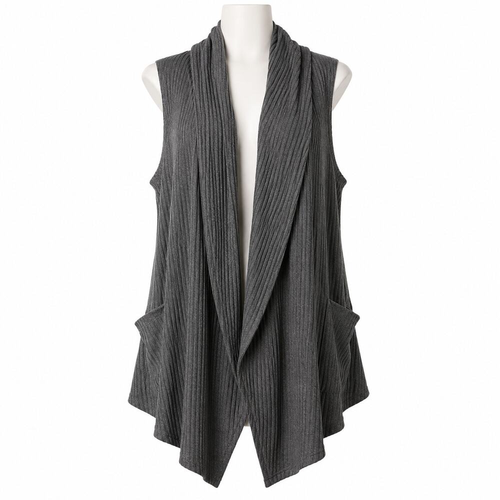 NSF Sleeveless Hooded Cardigan – Charcoal Gray – Size M